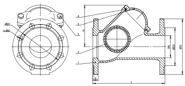 Клапан обратный шаровой фланцевый чугунный 012f Ду50 Клапаны / вентили #2